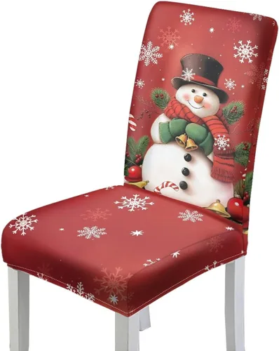 Miniatura 10 de HUGS IDEA Christmas Seat Covers for Dining Room Chairs Set of 6 Music Notes Stretch Chair Slipcovers Protector Removable and Washable Kitchen Dining