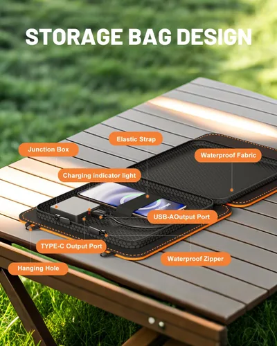 Miniatura 5 de SOLUPUP Paneles Solares, Cargador Solar Pequeño de 10W con USB-A de 5V y USB-C de Carga Rápida IPX5 Impermeable Plegable Panel Solar Portátil