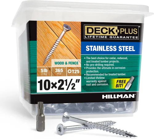 Miniatura 44 de Deck Plus Tornillos para valla y madera exterior con revestimiento epoxi de 3 pulgadas #10 x 3 Torx/Star Drive Incluido, rosca gruesa, tornillo