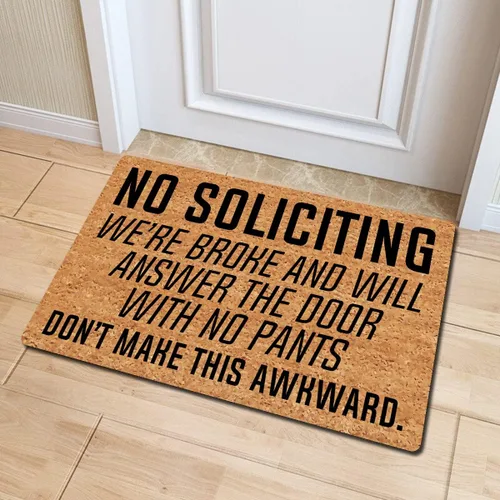 Miniatura 6 de Divertidos felpudos de bienvenida con texto en inglés «No Soliciting Don't Make This Awkward» (23.6 x 15.7 pulgadas), tapete colorido personalizado
