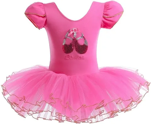 Miniatura 7 de Dressy Daisy Zapato de bailarina con lentejuelas para niñas pequeñas, vestido tutú de ballet rosa, disfraz de baile elegante