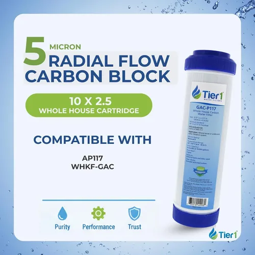 Miniatura 2 de Tier1 Filtro de agua de 5 micras de 10 x 2.5 pulgadas Cartucho de bloque de carbón activado granular para toda la casa Reemplazo para Aqua-Pure