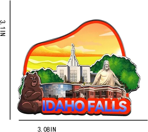 Miniatura 3 de Imán de Idaho Falls Idaho USA para nevera de madera 3D, monumentos de viaje, coleccionables, recuerdos, decoración hecha a mano -1508