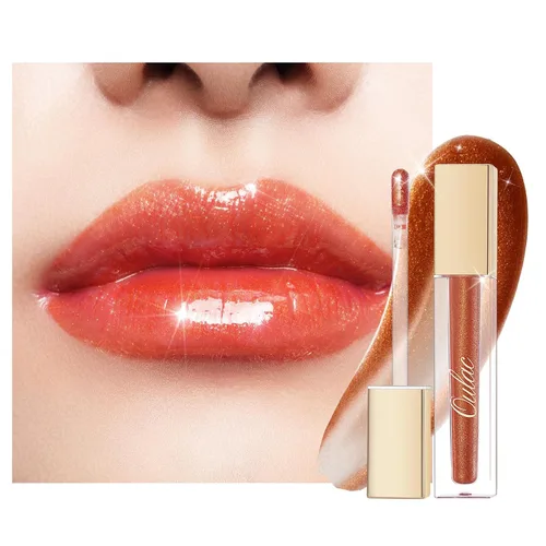 Oulac Brillo labial líquido brillante con purpurina de alto brillo para mujeres, brillo de labios líquido brillante, no pegajoso, brillo de labios