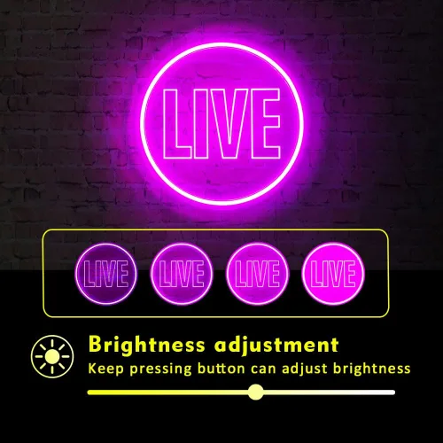Miniatura 3 de NOXTROND Letrero de Luces de Neón En Vivo, Letrero de Neón LED En Vivo con Alimentación USB para Pared, Decoración de Pared En Vivo Regulable