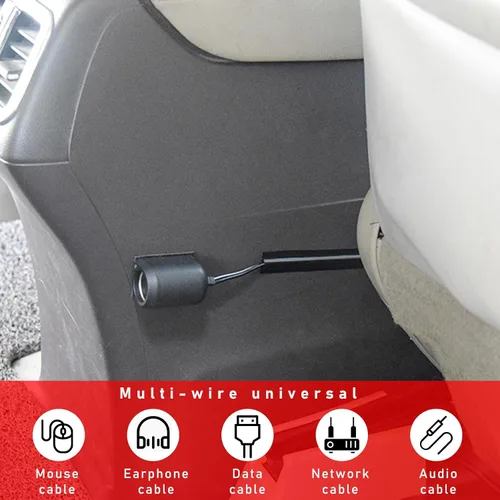 Miniatura 4 de Augeny 4 piezas de funda de cable oculta autoadhesiva para coche, protector de cable de tubo oculto, organizador de cable con división automática
