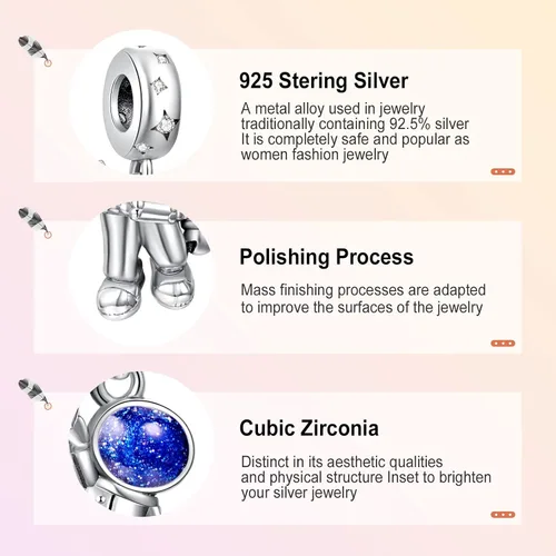 Miniatura 4 de Annmors Snowflake Charms for Woman-925 Sterling Silver Dangle Pendant Cubic Zirconia BeadGirl Jewelry Beads Gifts for Women BraceletNecklace
