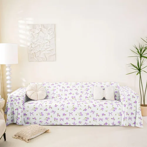 Miniatura 16 de Erosebridal Fundas de sofá con lazo de princesa de 71 x 91 pulgadas, fundas de sofá con lazo de lazo, protector de sofá de princesa