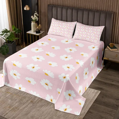 Miniatura 11 de Castle Fairy Daisy Florals Bedspread Twin Size,Cartoon Wildflowers Coverlet Set for Kids Girls Teens Adults Bedroom Decor,Retro Country