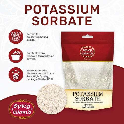 Miniatura 2 de Sorbato de potasio de 2 onzas, grado alimenticio, gran estabilizador de vino, conservante para gomitas, aguamiel, sidra, por Spicy World