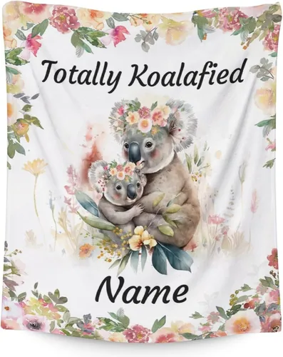 Miniatura 16 de Manta Koala para los amantes del koala, tamaño de cuna de 40 x 50 pulgadas, manta suave y acogedora para regalo, manta negra de dibujos animados