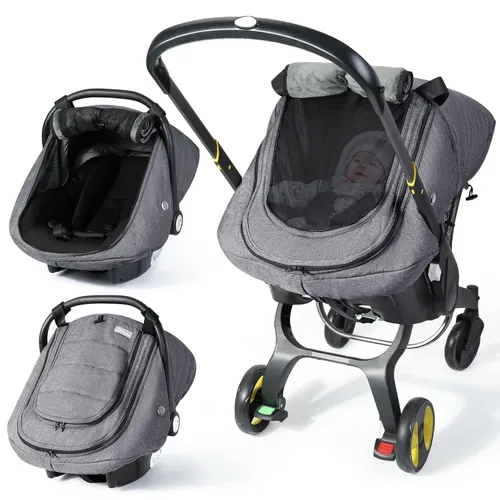 Miniatura 8 de IvyWind Funda de Asiento de Coche de Invierno para Bebé, Funda Universal para Asiento de Coche para Bebés con Ventana de Malla Transpirable, Fundas