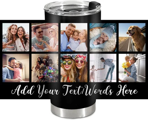 Taza Personalizada de Viaje con Aislamiento al Vacío Personalizable con Tus Fotos y Texto Taza de Café Regalo de Navidad Cumpleaños