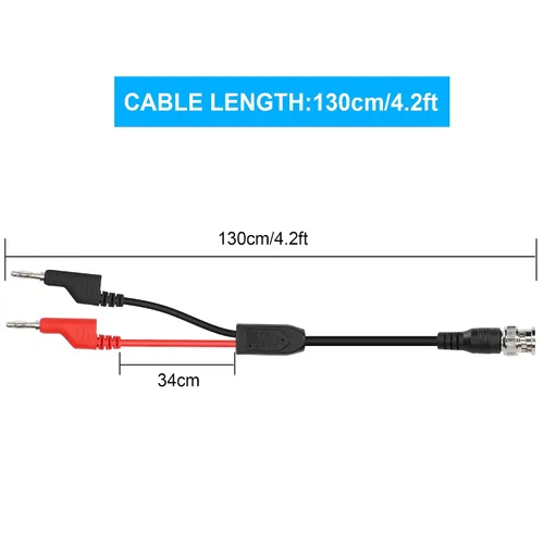 Miniatura 6 de Cable coaxial de la ventaja de la ventaja de la prueba del enchufe del plátano dual apilable del varón de 4.2Ft BNC para el osciloscopio