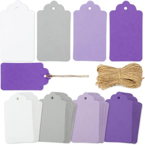 Miniatura 13 de SallyFashion 100 etiquetas de regalo con cuerda adjunta, etiquetas colgantes de papel kraft de 1.7 x 2.8 pulgadas para ropa, manualidades, boda, 100
