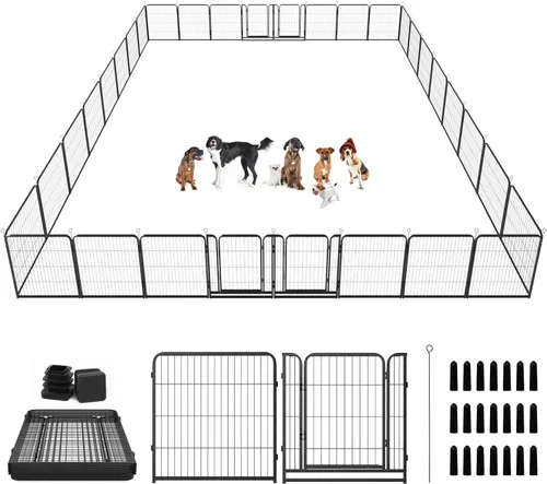 Miniatura 21 de Kfvigoho Corralito para perros para exteriores, extra ancho, 12 paneles de alta resistencia con revestimiento antioxidante, valla para perro