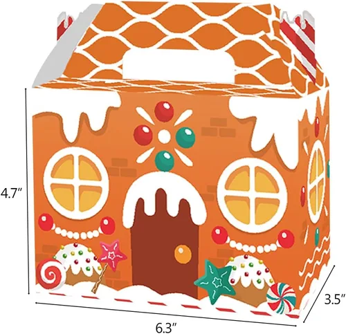 Miniatura 2 de Paquete de 24 cajas de regalo de fiesta de Navidad, 3D de pan de jengibre con impresión de Navidad para la casa, cajas de regalo para Navidad
