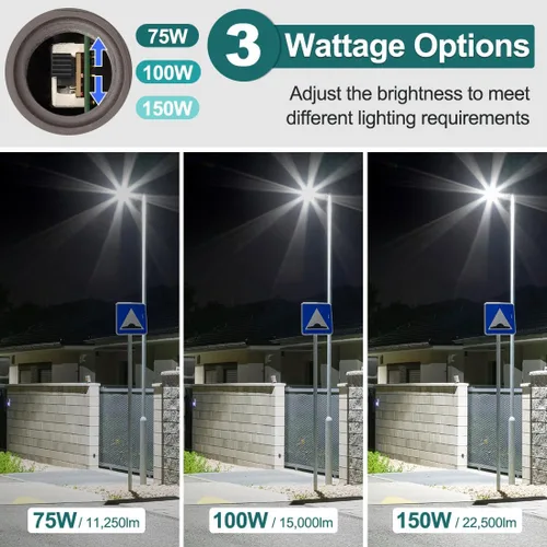 Miniatura 2 de kadision Luz LED de estacionamiento con fotocélula del atardecer al amanecer, 150W/100W/75W ajustable 22500lm (150lm/W) 5000K 100-277V, ajuste