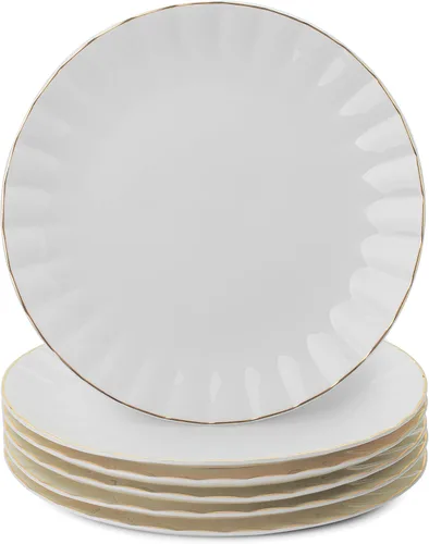 Miniatura 10 de BTaT- Platos de postre blancos, juego de 6, 8 pulgadas, porcelana blanca con borde dorado, plato pequeño, pequeños platos de aperitivo, regalos