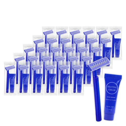 Miniatura 9 de Juego de crema de afeitar desechable, máquinas de afeitar manuales envueltas individualmente a granel con mini crema de afeitar suave, artículos
