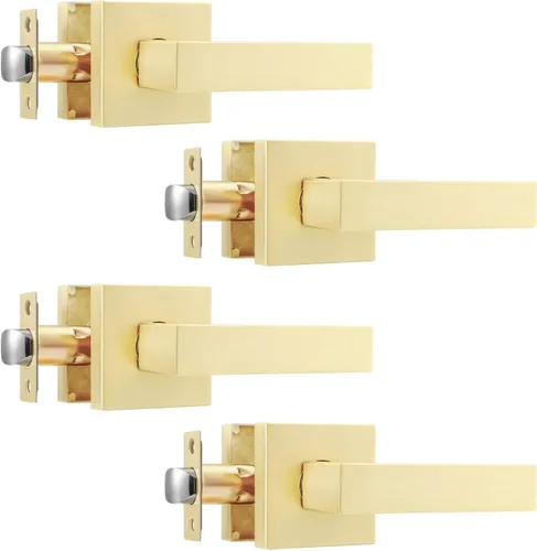 Miniatura 23 de Leydebong Paquete de 2 pomos de puerta de entrada con llave igual, pomo de puerta con cerradura y llave, manijas de puerta doradas para exterior e