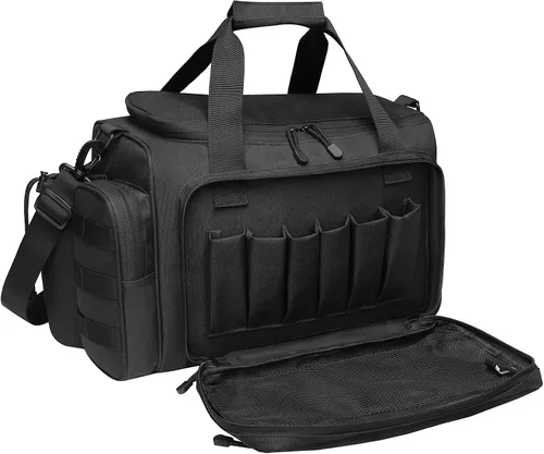 Miniatura 8 de MOSISO Bolsa táctica para pistola, bolsa de lona de gran alcance para pistolas y equipo, bolsa de transporte con asa y correa de hombro