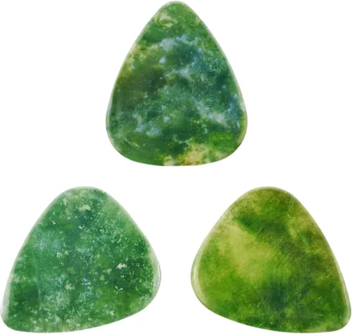 Miniatura 61 de Púa de guitarra o bajo de Obsidiana de Caoba en vidrio volcánico - 3.0 mm de calibre ultra pesado - Forma 351 - Púa exótica artesanal de gema