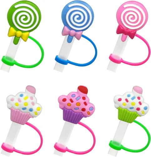 6 fundas de silicona para pajilla, tapas de pajilla, tapones reutilizables para pajilla, tapones de paja de silicona, fundas para popote de Cubierta