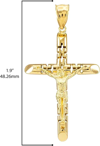 Miniatura 3 de Colgante de crucifijo artístico de oro amarillo de 14 quilates Metal
