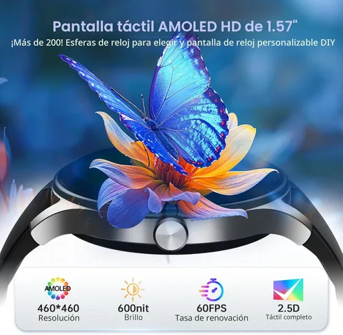 Miniatura 2 de Woneligo Relojes inteligentes para hombres y mujeres, reloj AMOLED de fitness con pantalla táctil de 1.57 pulgadas para iPhone y Android, monitor