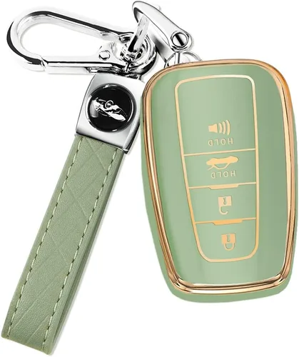 Miniatura 13 de QBUC para Toyota Funda para Llavero con Llavero Adecuada para RAV4 Camry Avalon C-HR Corolla GT86 Estuche de Llavero de TPU Premium (Estilo 1-Azul)