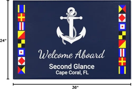 Miniatura 2 de Tapete personalizado de bienvenida a bordo, tapete de barco náutico, regalo personalizado, decoración costera personalizada, regalos de barco