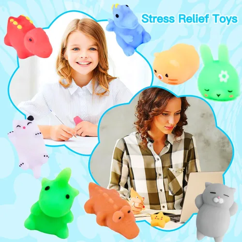 Miniatura 6 de 100 juguetes esponjosos Mochi envueltos individualmente, juguetes esponjosos para recuerdos de fiesta de niños, juguete kawaii para aliviar