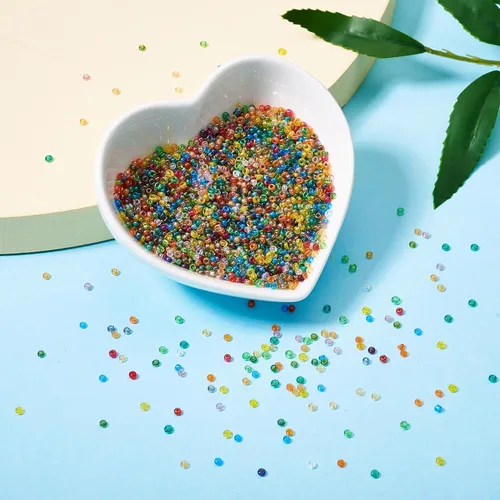 Miniatura 5 de Craftdady 12/0 cuentas de semillas de vidrio transparente alrededor de 3300 piezas de 0.079 in de brillo pequeño redondo pony cuentas espaciadoras