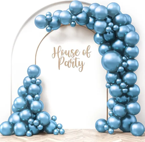HOUSE OF PARTY Globos azules metálicos: guirnalda de globos azules, globos metálicos azules de 5/12/18 pulgadas para decoraciones de graduación,