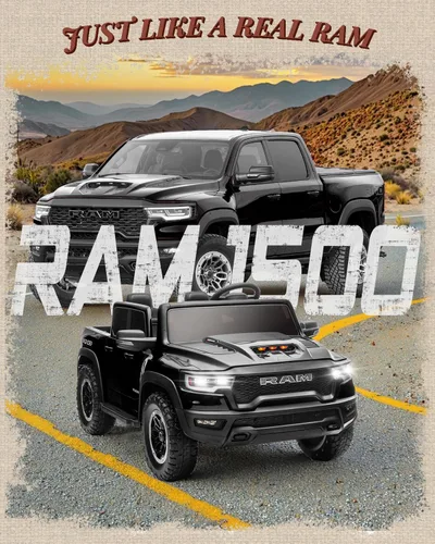 Miniatura 2 de Vehículos de paseo de 24 V para niños grandes, RAM 1500 RHO eléctrico con licencia para niños con control remoto, camión de paseo con Bluetooth