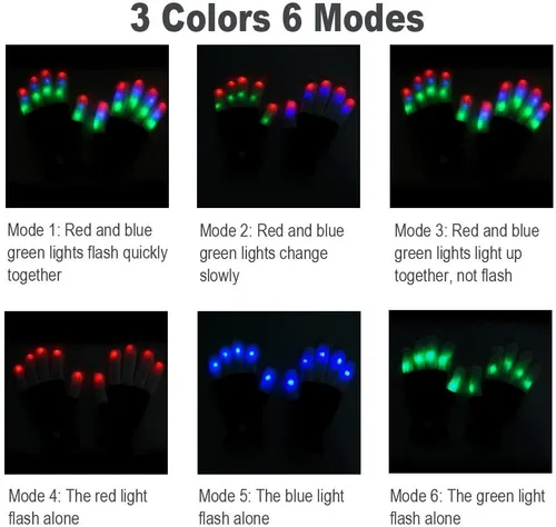 Miniatura 3 de Luwint Guantes de iluminación LED coloridos intermitentes para niños de 8 a 12 años, adolescentes y adultos
