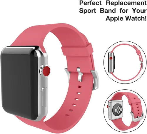 Miniatura 3 de Compatible con Apple Watch Band de 1.496 in 1.575 in 1.614 in 1.654 in 1.732 in 1.772 in 1.929 in, correa deportiva de silicona suave de repuesto