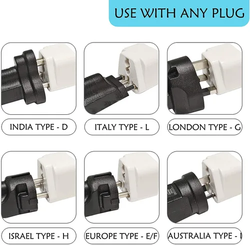 Miniatura 2 de Ceptics Adaptador de enchufe para viaje a Brasil (Tipo N) - Paquete de 3 [Con toma a tierra y universal] (GP-11C-3PK)