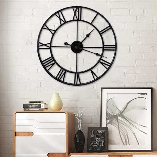 Miniatura 4 de Relojes de pared grandes sin tictac, silenciosos, de 30 pulgadas, funciona con pilas, de gran tamaño, de metal, números romanos redondos, relojes