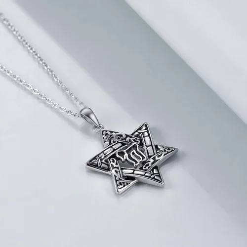 Miniatura 70 de YFN Collar de estrella de David de plata de ley, concha de abulón, árbol de la vida, joyería judía, regalos para mujeres y hombres