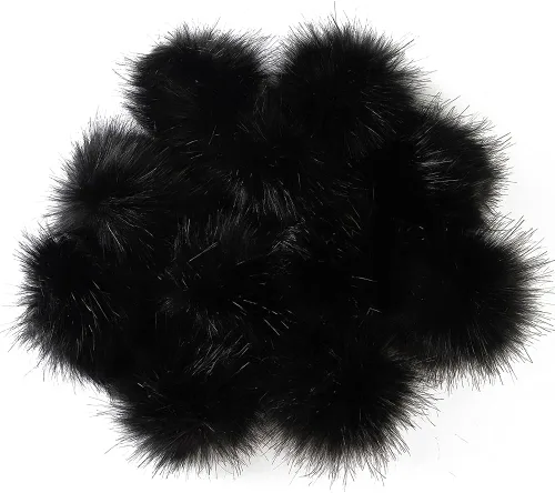12 piezas de bolas de pompón de piel sintética con lazo elástico para sombreros, zapatos, bufandas, guantes, bolsas, llaveros, abalorios, accesorios