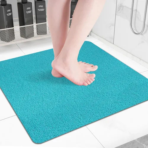 Tapete de ducha cuadrado antideslizante de 24 x 24 pulgadas, tapete de baño de drenaje rápido para suelo de ducha, tapete de ducha texturizado de