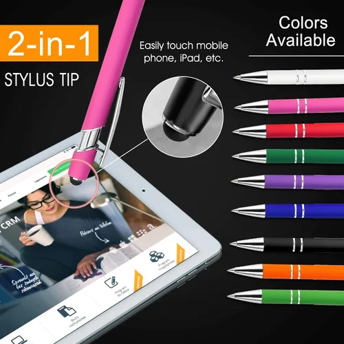 Miniatura 2 de Aolun 108 bolígrafos personalizados al por mayor con stylus grabado, bolígrafos personalizados, metal suave al tacto, grabado de nombre, logotipo
