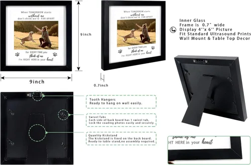 Miniatura 4 de KCRasan Marco de Fotos Conmemorativo para Regalo por Pérdida de Mascota - Marco de Recuerdo para Perro o Gato con Recuerdo Conmemorativo