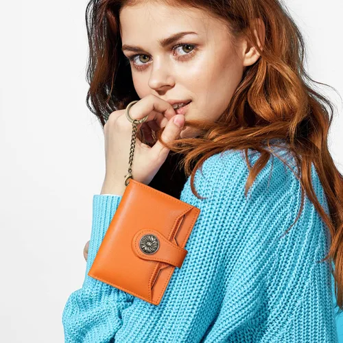 Miniatura 6 de Travelambo Rfid Wallet - Cartera de cuero para mujer Naranja Moda