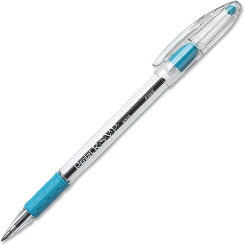 Miniatura 11 de Pentel R.S.V.P. Bolígrafo, trazo medio, tinta azul, paquete de dos unidades (BK91BP2C), Negro