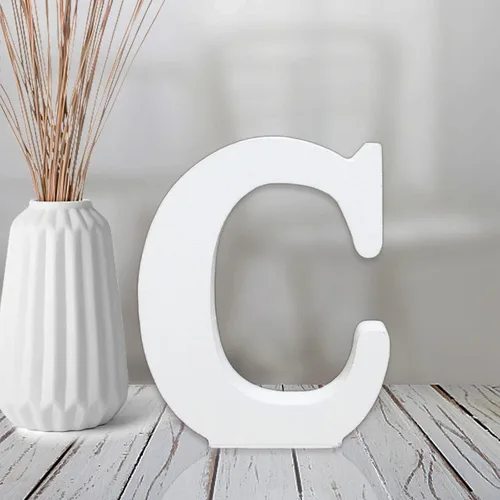 Miniatura 15 de AOCEAN Letras de madera blanca de 4 pulgadas sin terminar para decoración de pared, letras decorativas de pie en rodajas, decoración de tablero