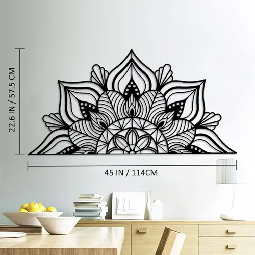 Miniatura 2 de Resama - Decoración de pared de metal grande Mandala, arte de pared único de flor de loto, adecuado para decoración de interiores y exteriores
