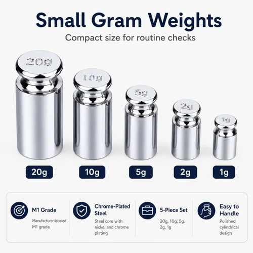 Miniatura 2 de I-MART Juego de pesas de calibración de 0.04 oz, 0.39 oz, 0.71 onzas, acero cromado grado M1, pesas pequeñas para calibración digital, bolsillo